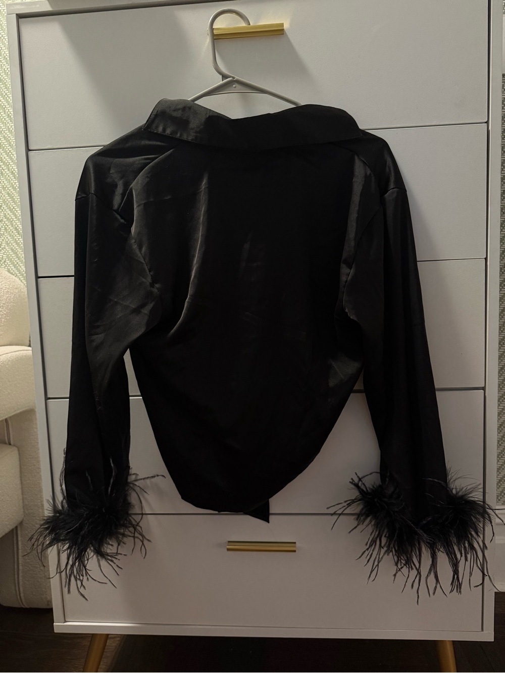 Black Silk & Feathers Blouse - Picture 6 of 6